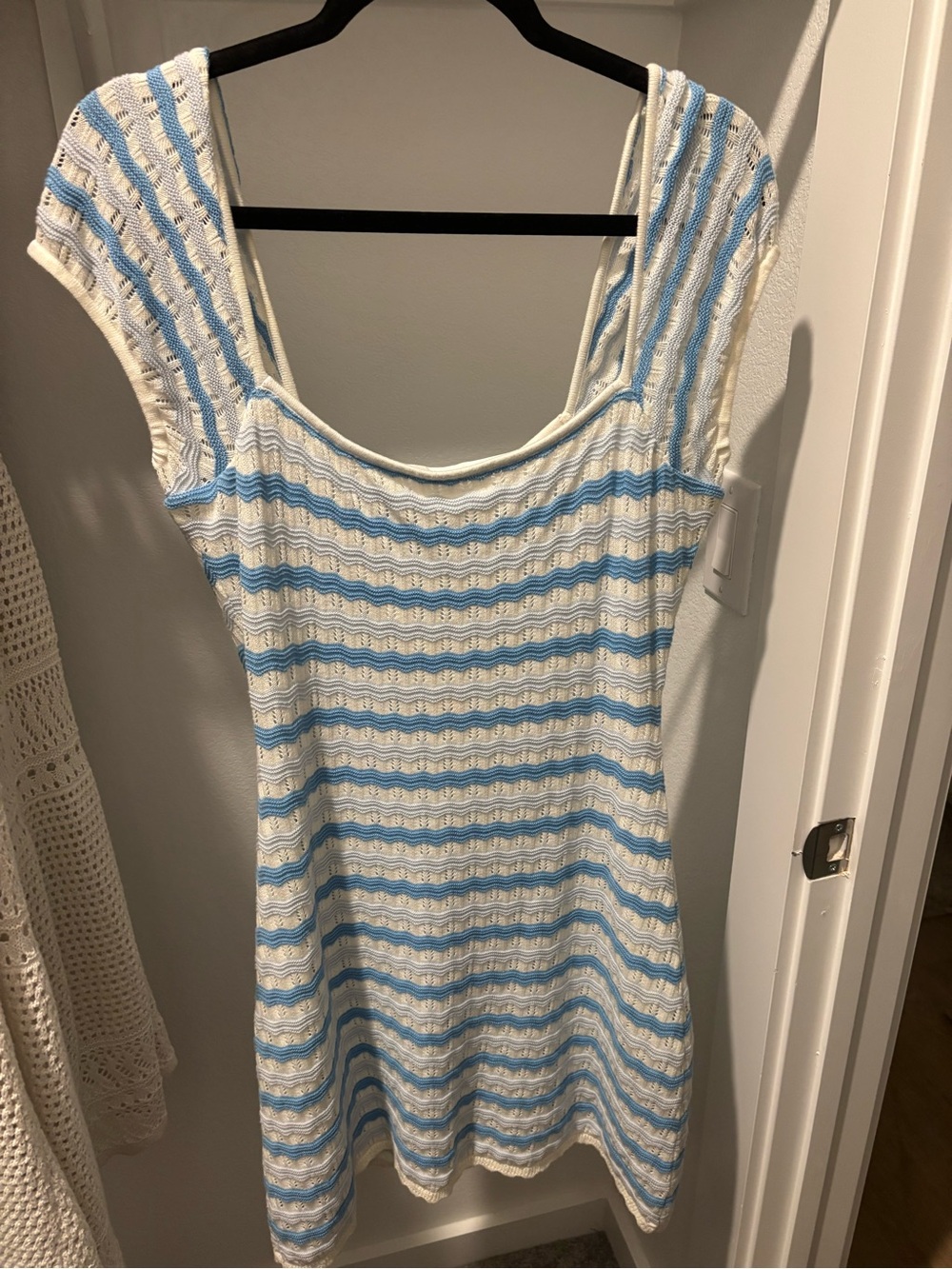 Juniors/women’s Hollister White & Light Blue Striped Knit Dress